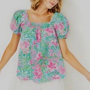 Lilly Pulitzer Keating Short Sleeve Linen Top